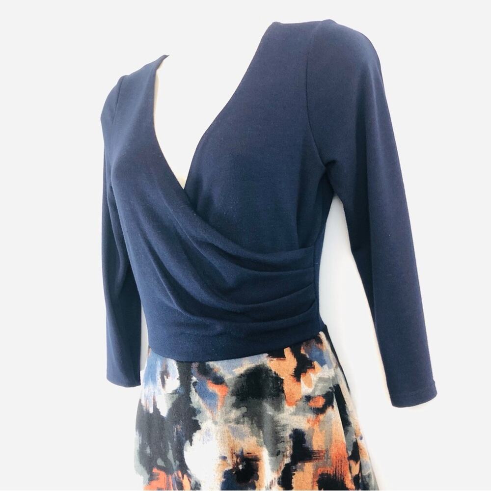 Hail3y:23 Blue Fit and Flare Wrap Top Dress - Picture 4 of 16